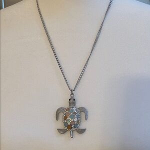 Silver Turtle Pendant Necklace